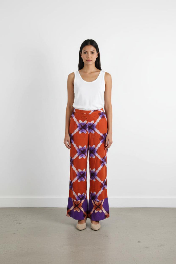Pantalon Large Orange et Violet - Taille M/38