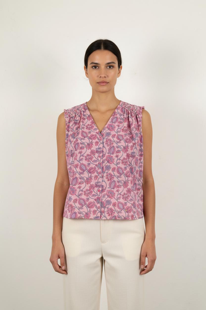 Blouse Sans Manches Rose - Taille S/36