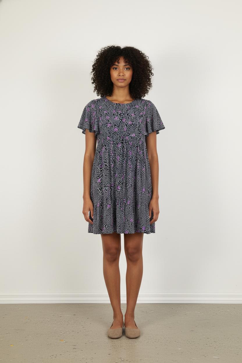 Robe Fleurie Noire et Violette - Taille S/36