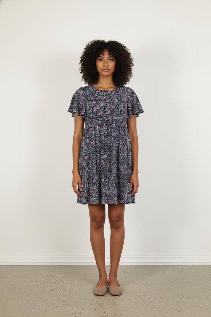 Robe Fleurie Noire et Violette - Taille S/36