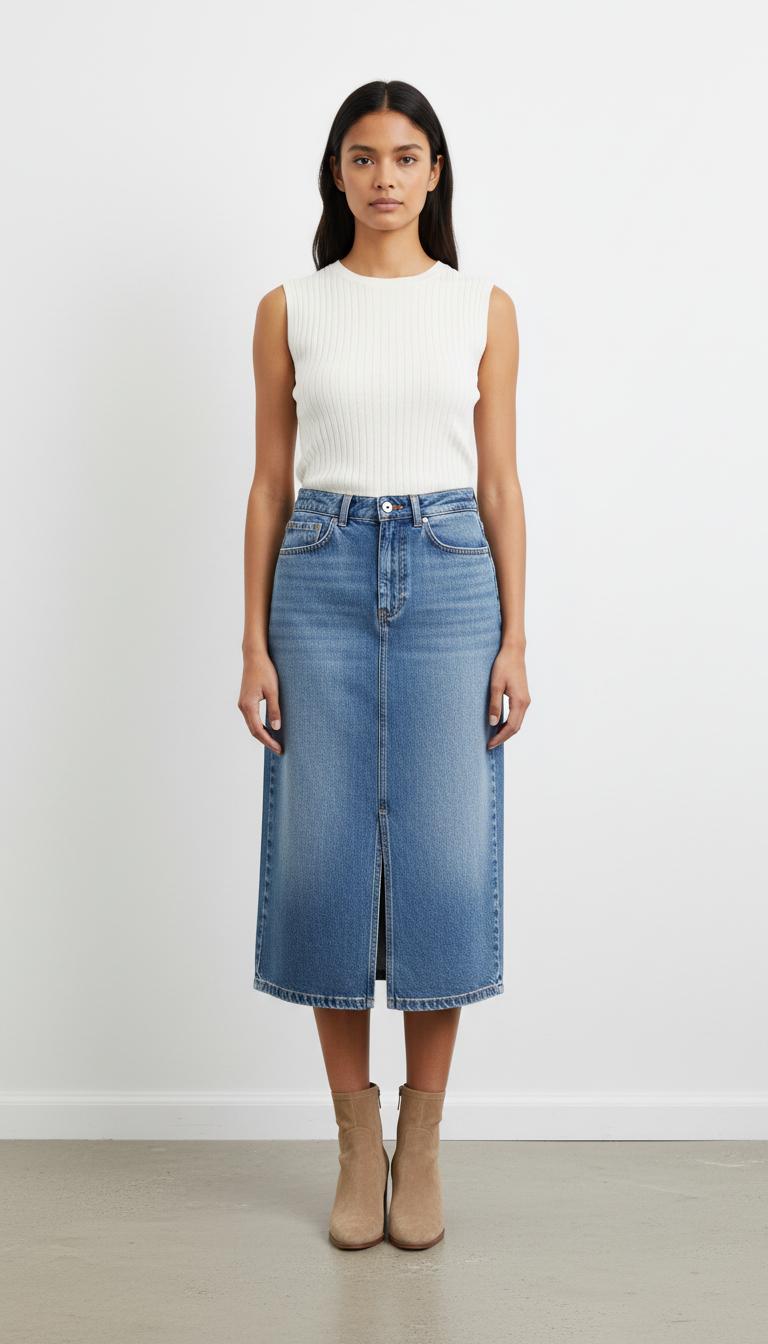 Jupe Midi Bleu - Taille S/36