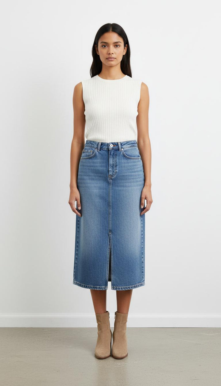 Jupe Midi Bleu - Taille S/36