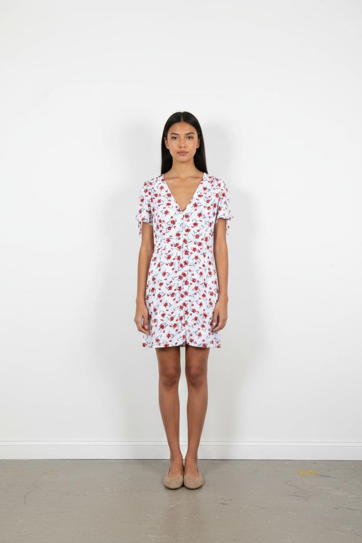 Robe Fleurie Blanche et Rouge - Taille S/36