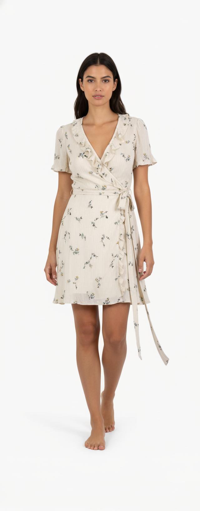 Robe Courte Écrue à Fleurs - Taille M/38