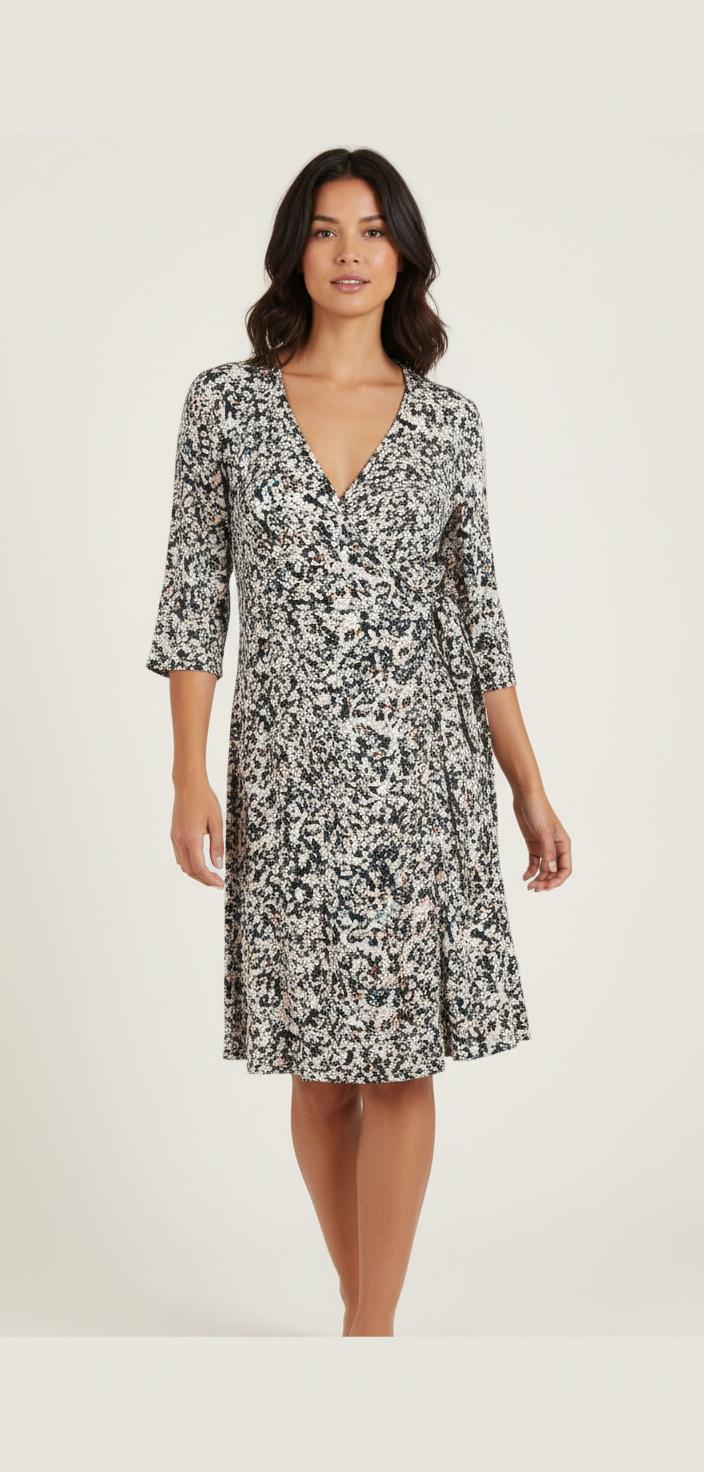 Robe portefeuille blanche et noire - Taille S/36
