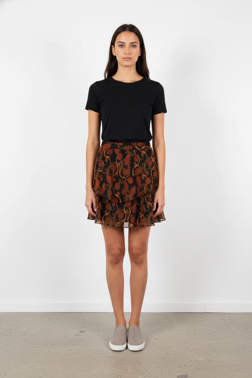 Jupe Volantée Marron et Noir - Taille XS/34