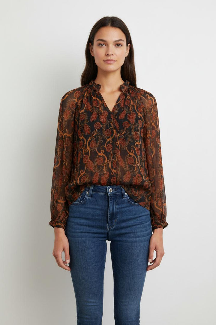 Blouse Marron et Noire - Taille XS/34