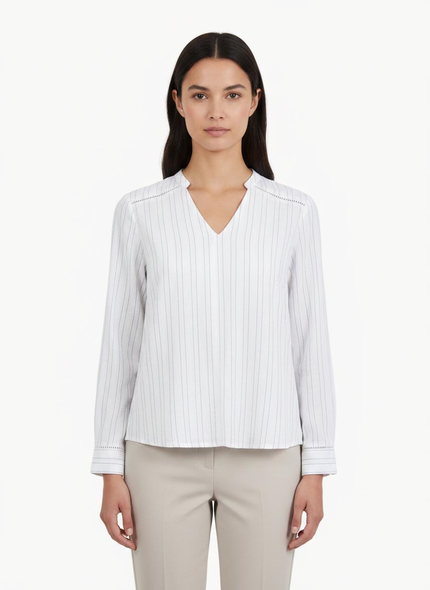 Blouse Blanche à Rayures - Taille L/40