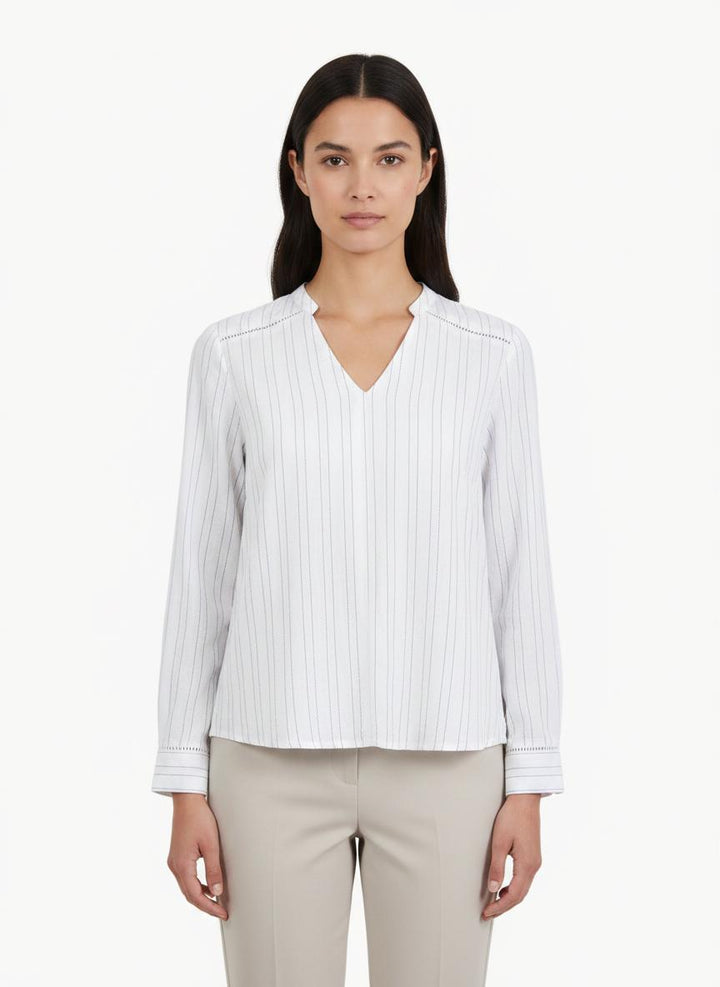 Blouse Blanche à Rayures - Taille L/40