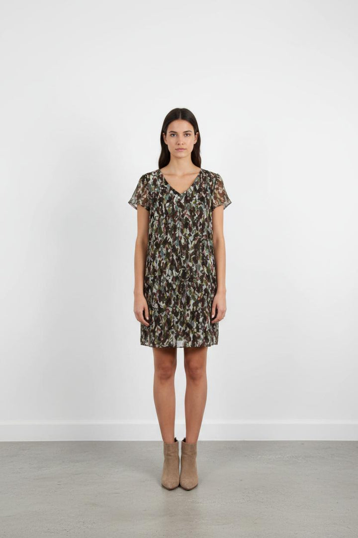 Robe Courte Verte et Marron - Taille XS/34