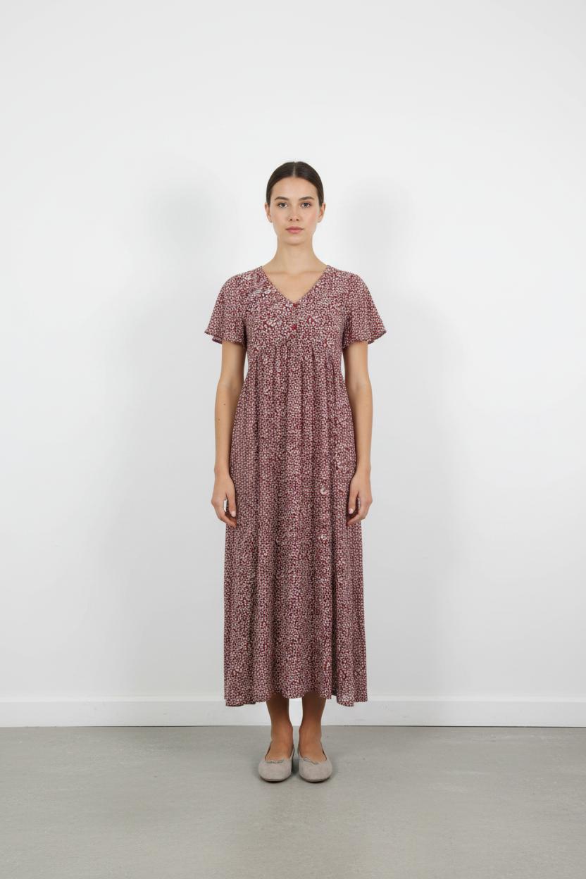 Robe Longue Bordeaux et Blanche - Taille XS/34