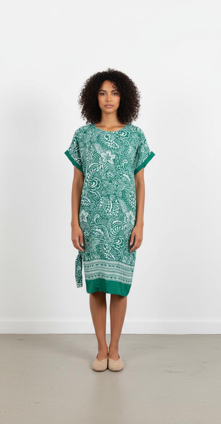 Robe Courte Verte et Blanche - Taille L/40