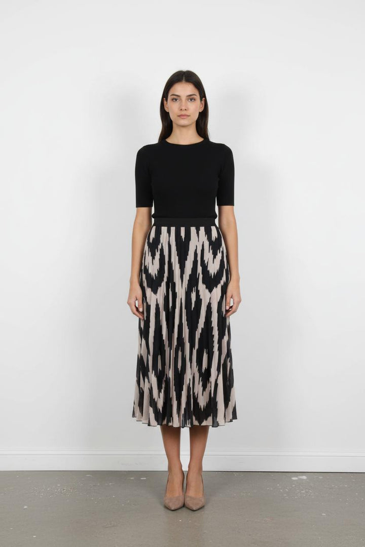 Jupe Plissée Noire et Beige - Taille L/40