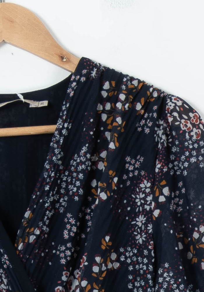 Robe Midi Bleue à Fleurs - Taille M/38 de la marque La Fée Maraboutée | PARAD67202 - Vendu par Paradigme - Image 3