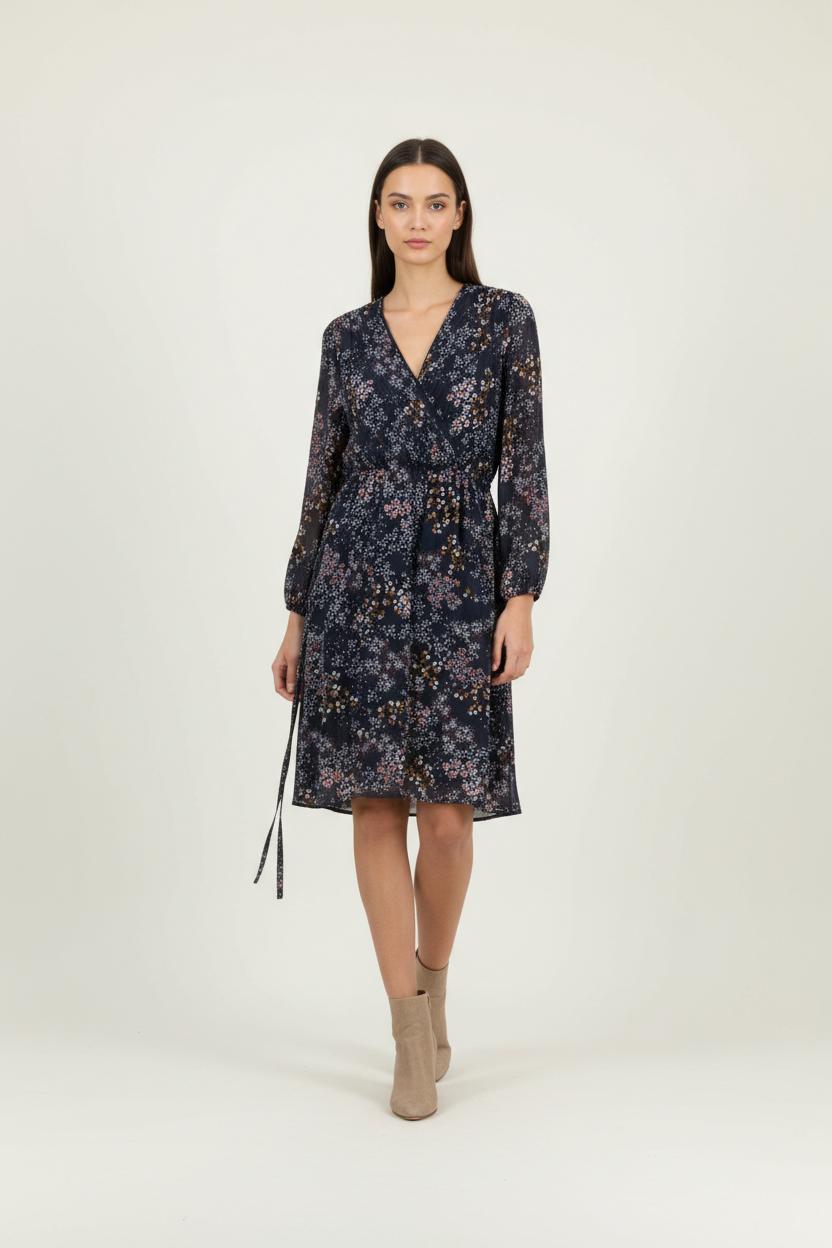 Robe Midi Bleue à Fleurs - Taille M/38 de la marque La Fée Maraboutée | PARAD67202 - Vendu par Paradigme - Image 1
