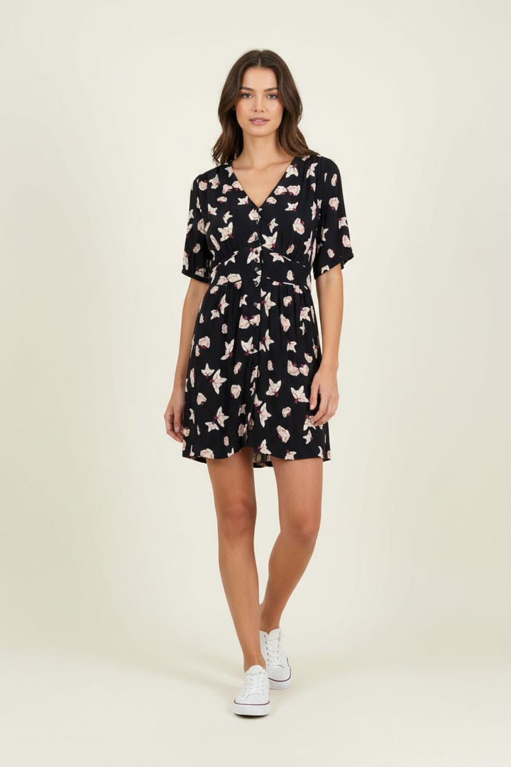 Robe Fleurie Noire et Blanche - Taille L/40 de la marque ba&sh | PARAD67222 - Vendu par Paradigme - Image 1