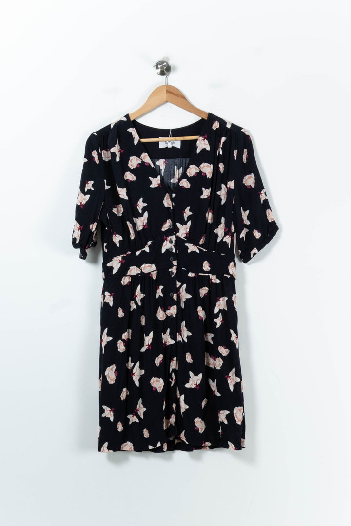 Robe Fleurie Noire et Blanche - Taille L/40 de la marque ba&sh | PARAD67222 - Vendu par Paradigme - Image 2