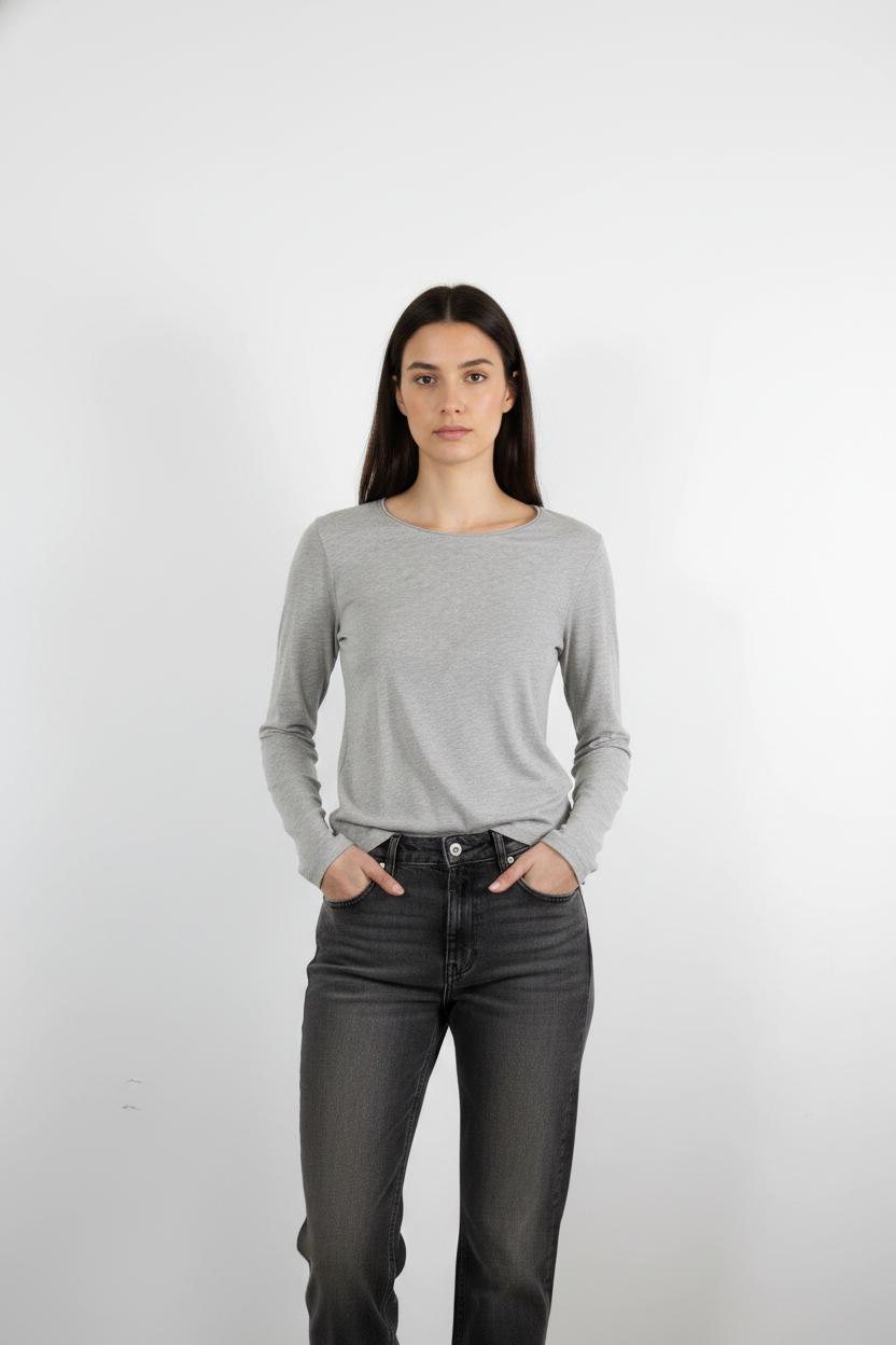 Tee-shirt Manches Longues Gris - Taille L/40