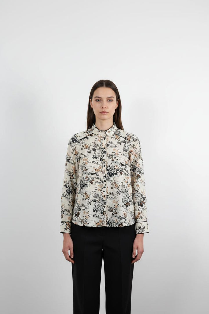 Chemise Imprimée Beige et Noire - Taille S/36