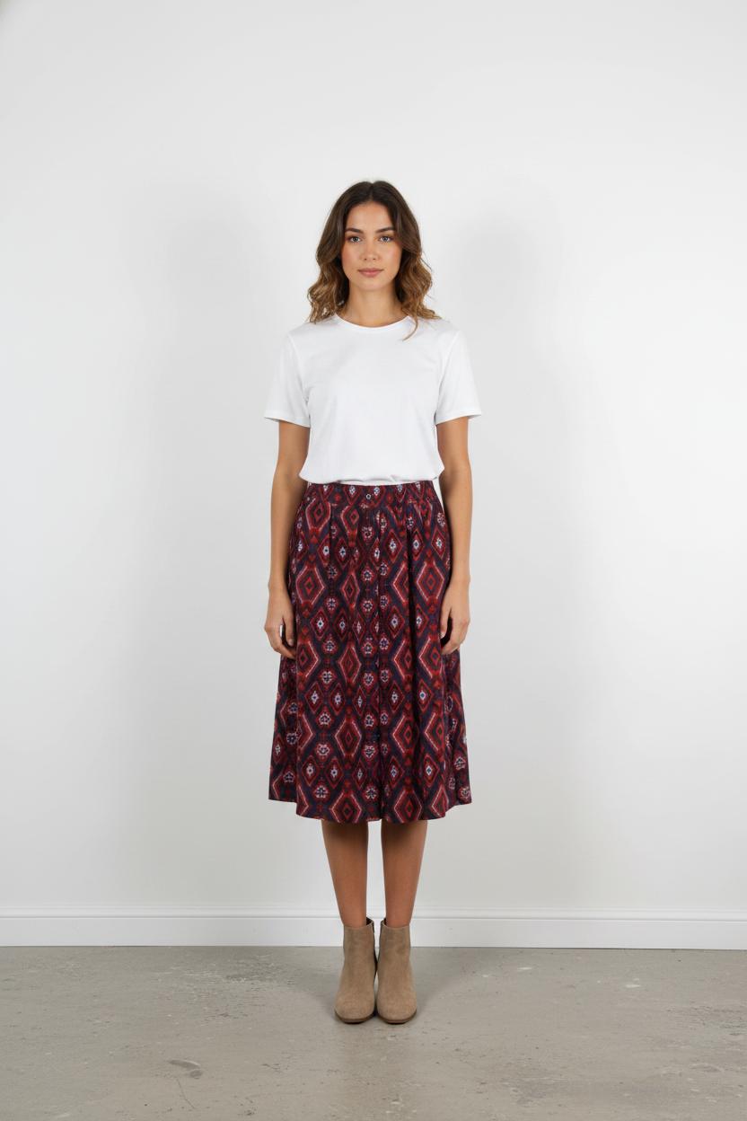 Jupe Midi Rouge et Bleu - Taille M/38
