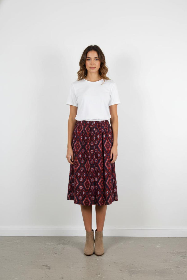 Jupe Midi Rouge et Bleu - Taille M/38