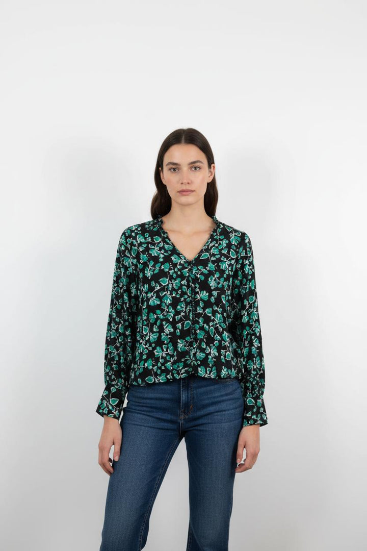 Blouse Noire et Verte - Taille M/38