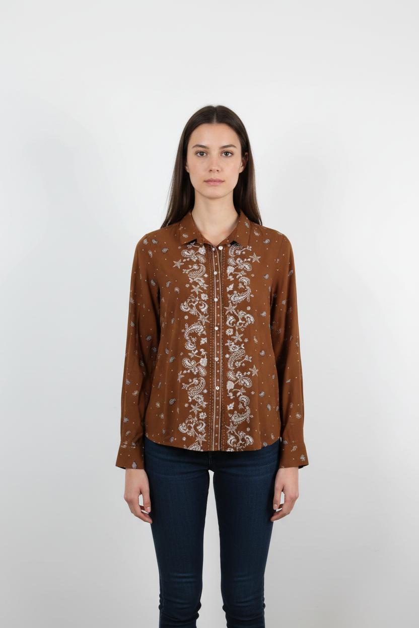 Chemise Marron et Blanche - Taille XS/34