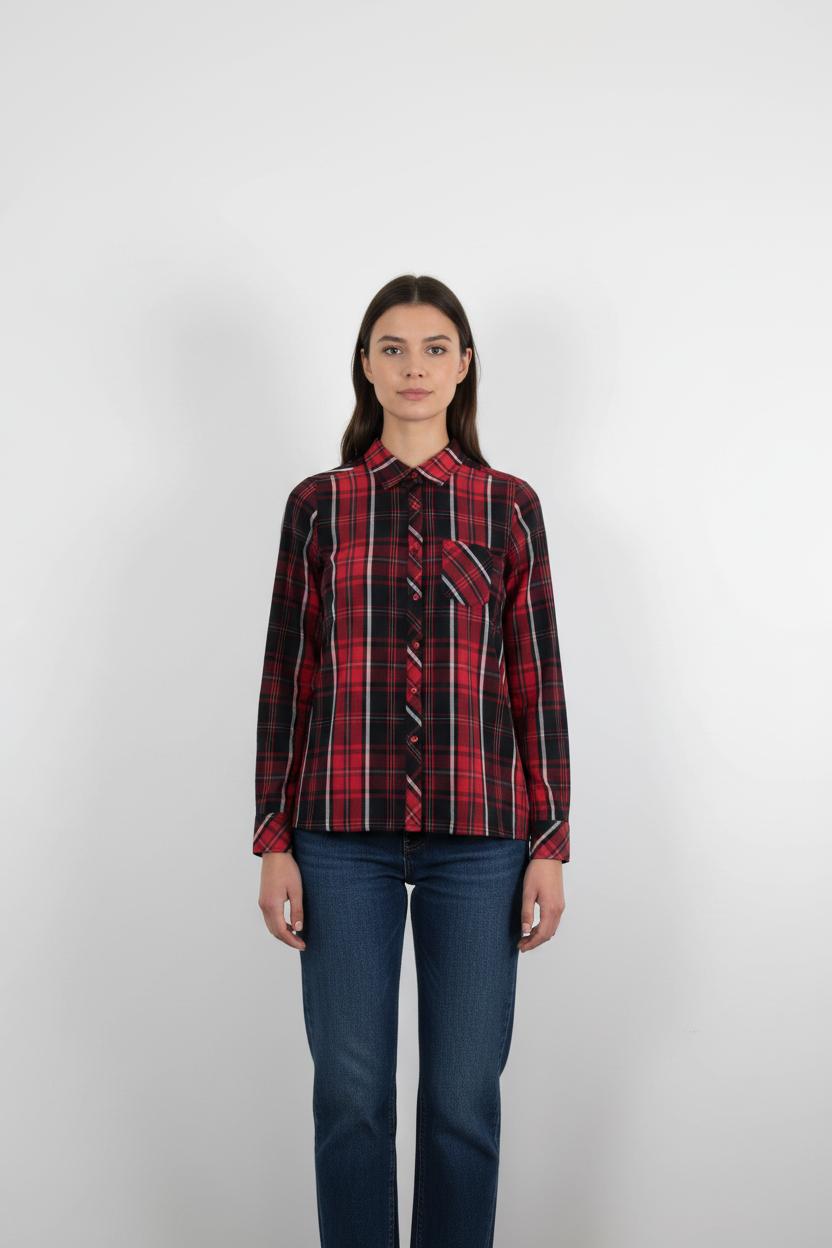 Chemise À Carreaux Bordeaux et Noire - Taille M/38