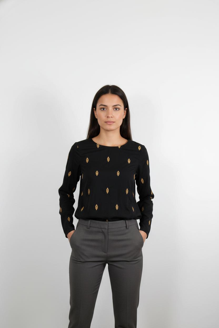 Blouse Noire et Dorée - Taille S/36