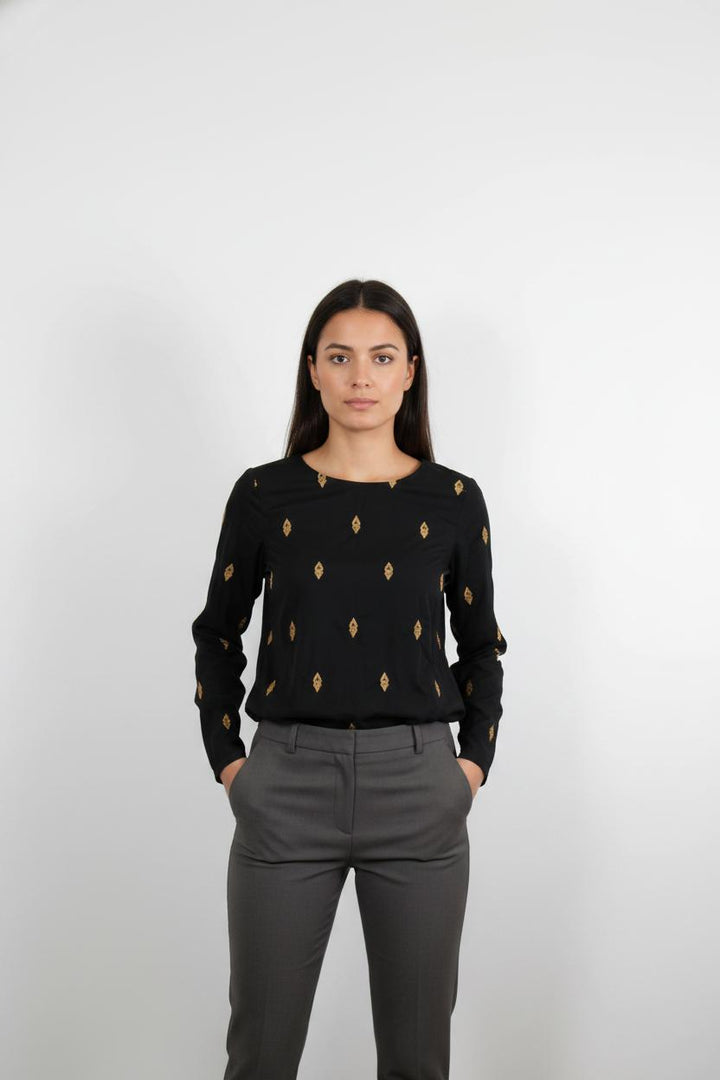 Blouse Noire et Dorée - Taille S/36