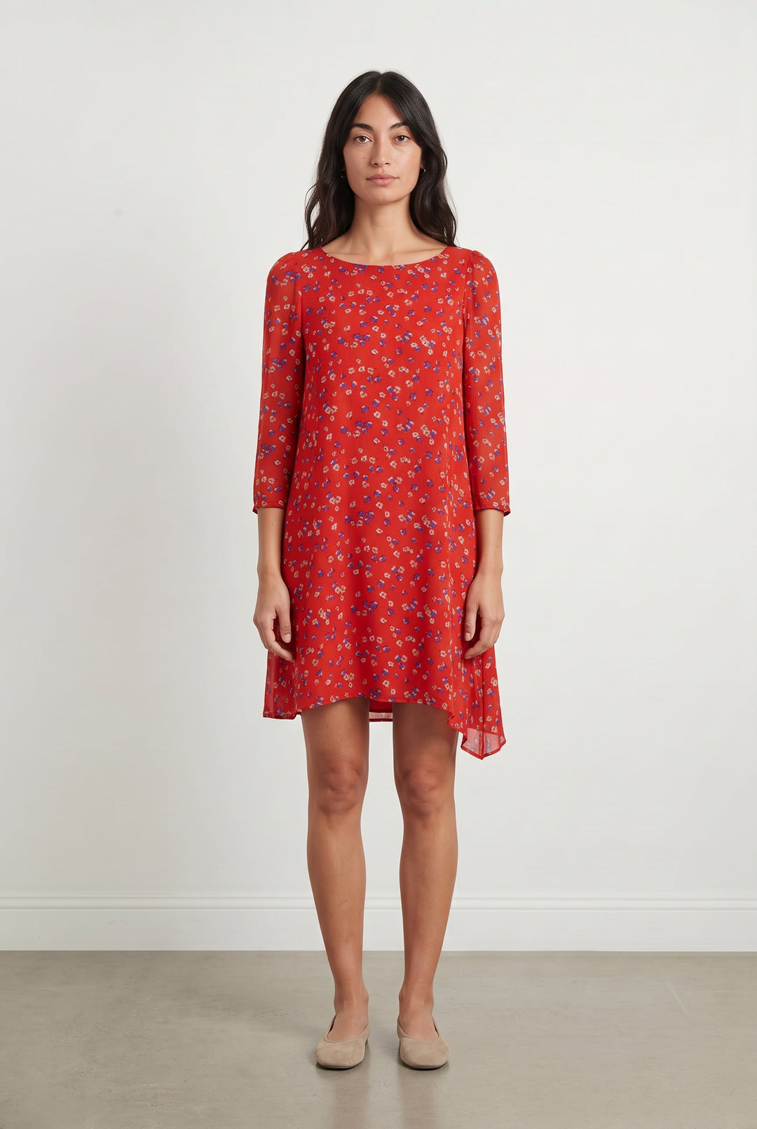 Robe Fleurie Rouge et Bleue - Taille S/36 de la marque Claudie Pierlot | PARAD67388 - Vendu par Paradigme - Image 1