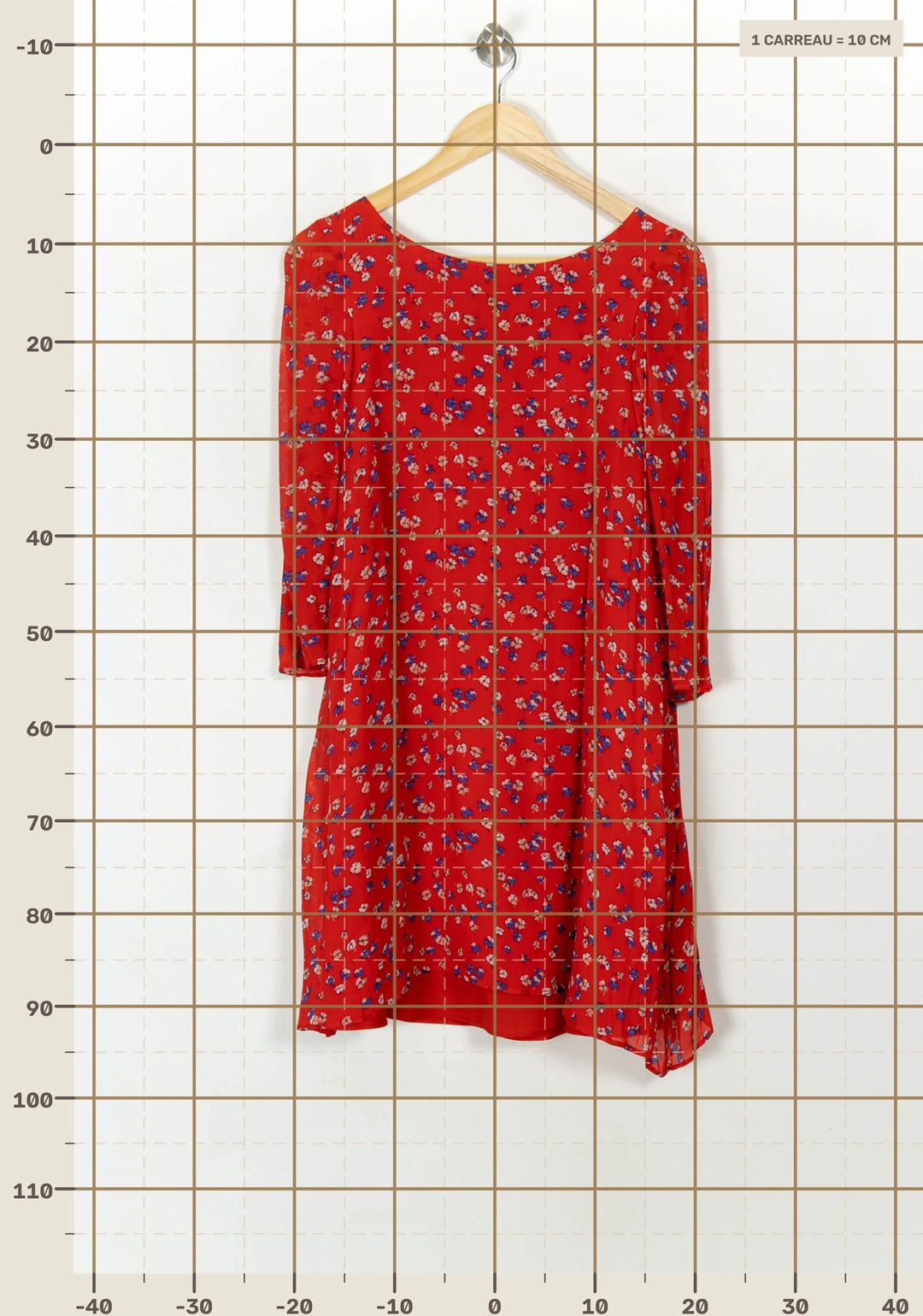 Robe Fleurie Rouge et Bleue - Taille S/36 de la marque Claudie Pierlot | PARAD67388 - Vendu par Paradigme - Image 4