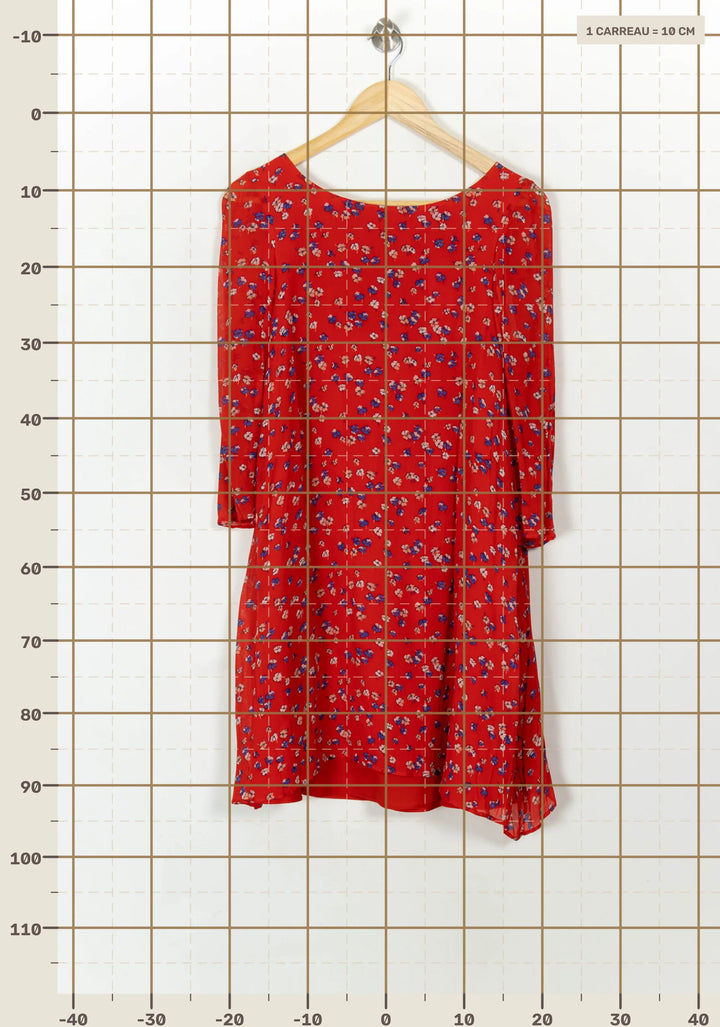Robe Fleurie Rouge et Bleue - Taille S/36 de la marque Claudie Pierlot | PARAD67388 - Vendu par Paradigme - Image 4