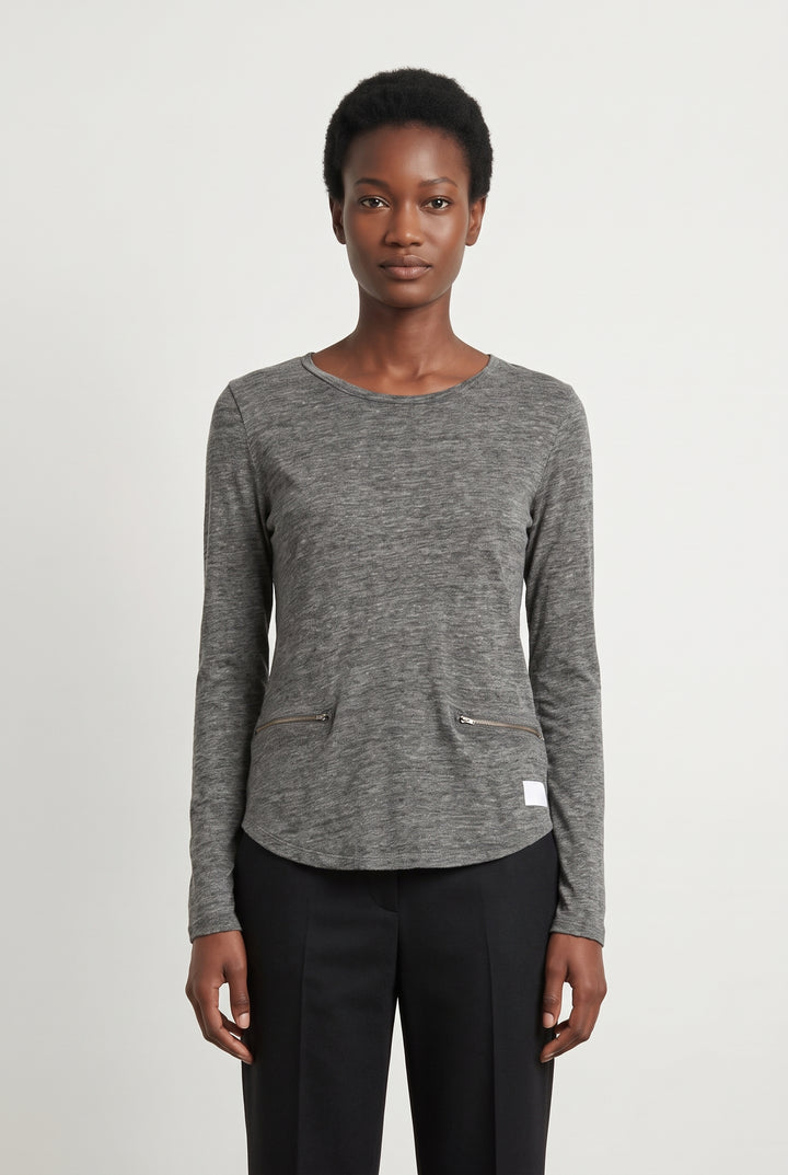 Tee-shirt Manches Longues Gris - Taille S/36 de la marque Claudie Pierlot | PARAD67392 - Vendu par Paradigme - Image 1
