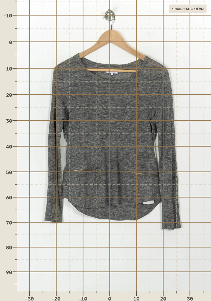 Tee-shirt Manches Longues Gris - Taille S/36 de la marque Claudie Pierlot | PARAD67392 - Vendu par Paradigme - Image 4