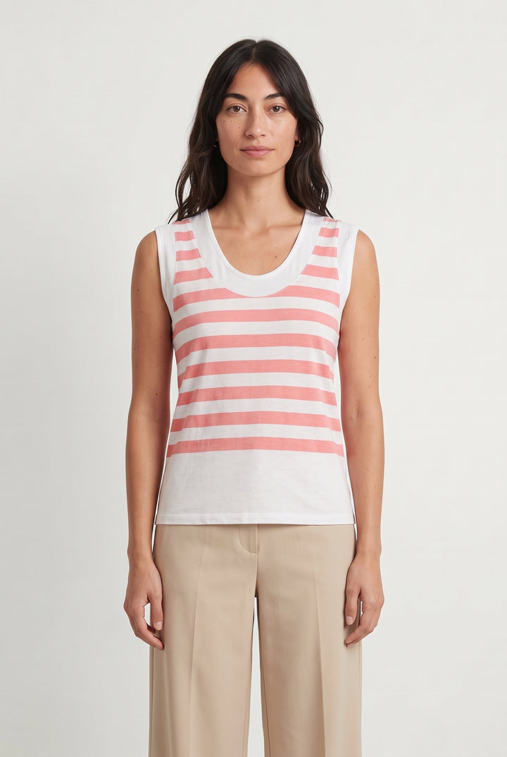 Débardeur Blanc et Rose - Taille M/38 de la marque Rodier | PARAD67429 - Vendu par Paradigme - Image 1