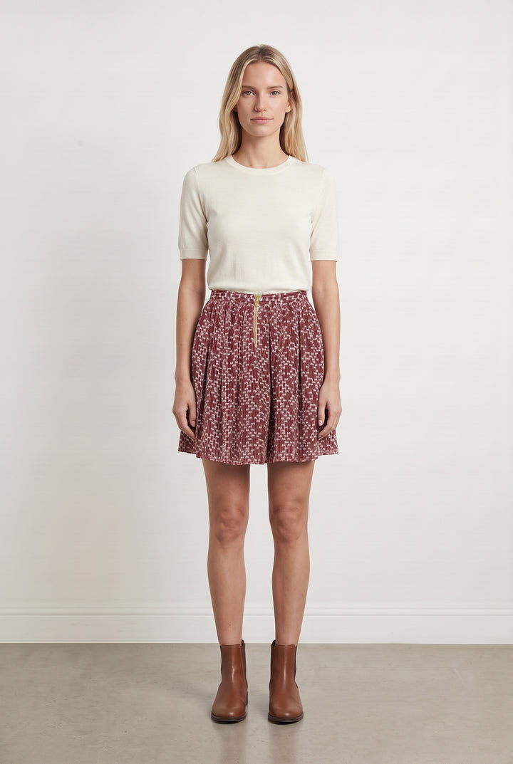 Jupe Plissée Bordeaux et Blanche - Taille XS/34 de la marque Heimstone | PARAD67434 - Vendu par Paradigme - Image 1