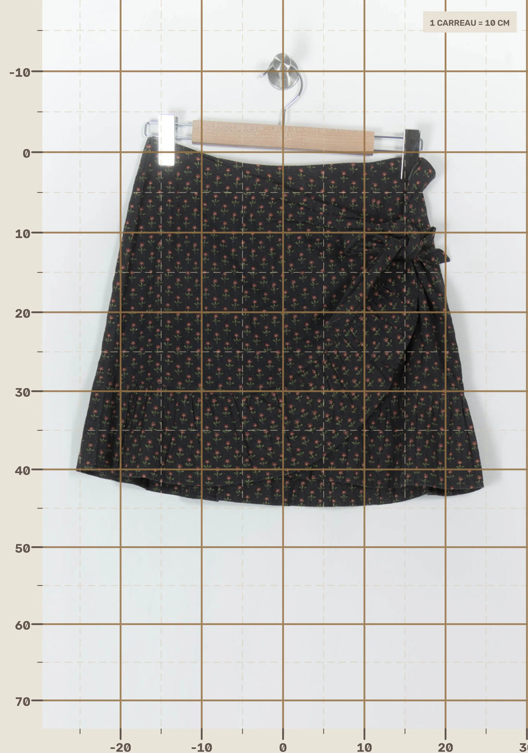 Jupe Portefeuille Noire à Fleurs - Taille M/38 de la marque Sézane | PARAD67439 - Vendu par Paradigme - Image 4