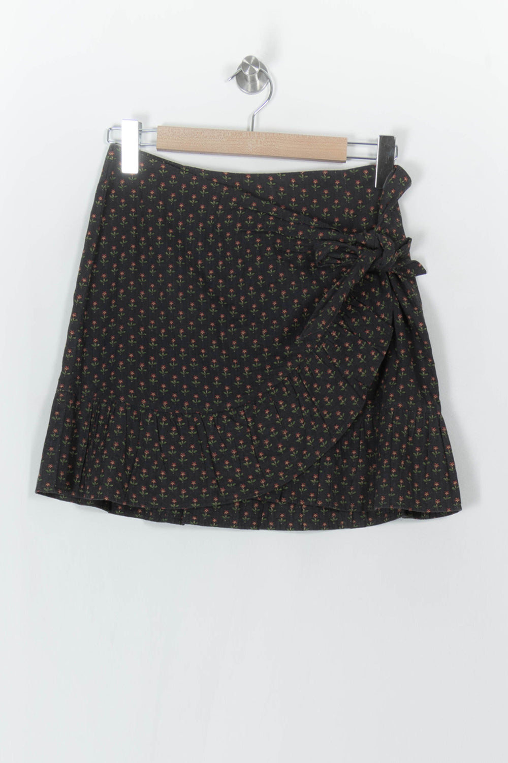 Jupe Portefeuille Noire à Fleurs - Taille M/38 de la marque Sézane | PARAD67439 - Vendu par Paradigme - Image 2