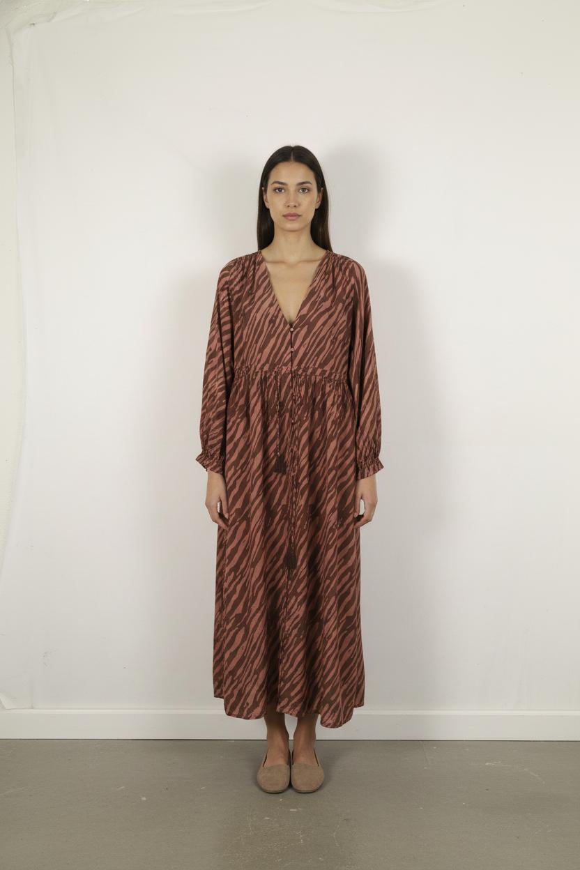 Robe Longue Marron et Rose - Taille S/36