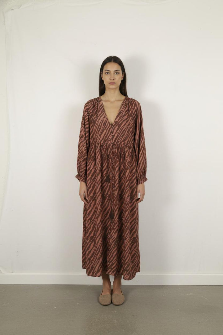 Robe Longue Marron et Rose - Taille S/36