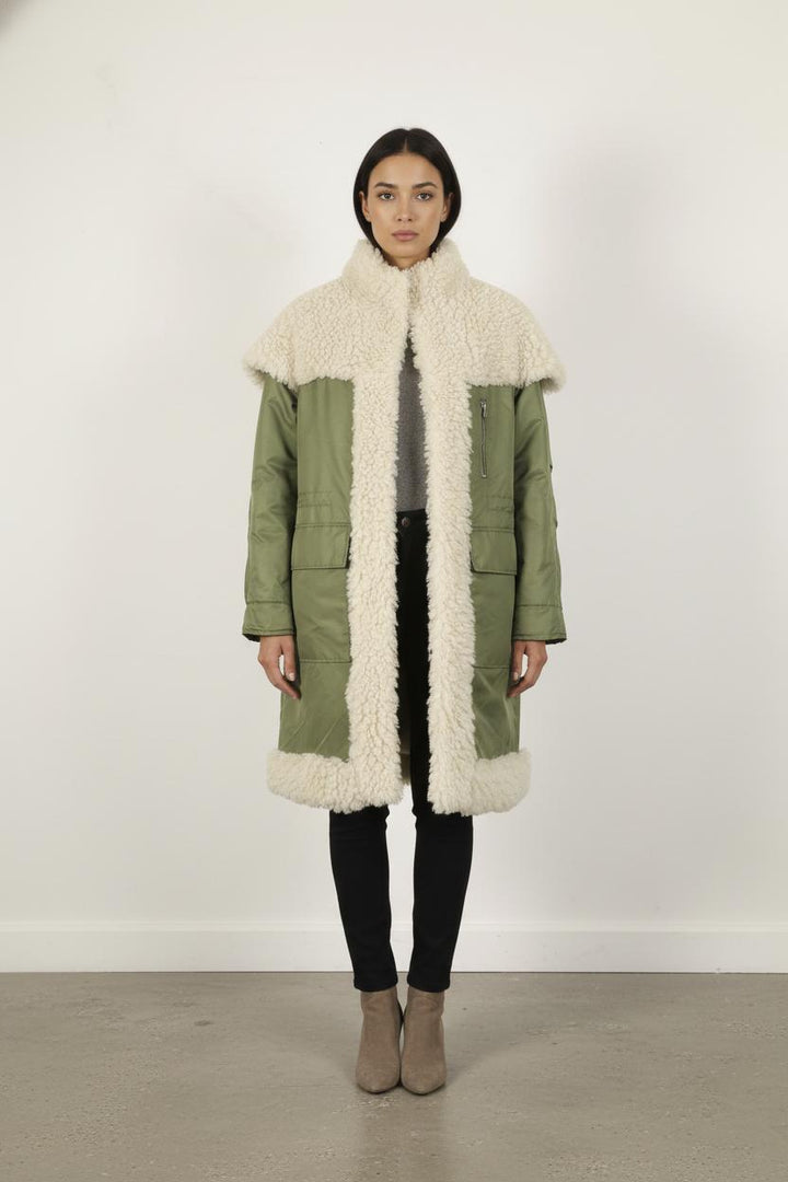 Manteau Vert et Beige - Taille S/36