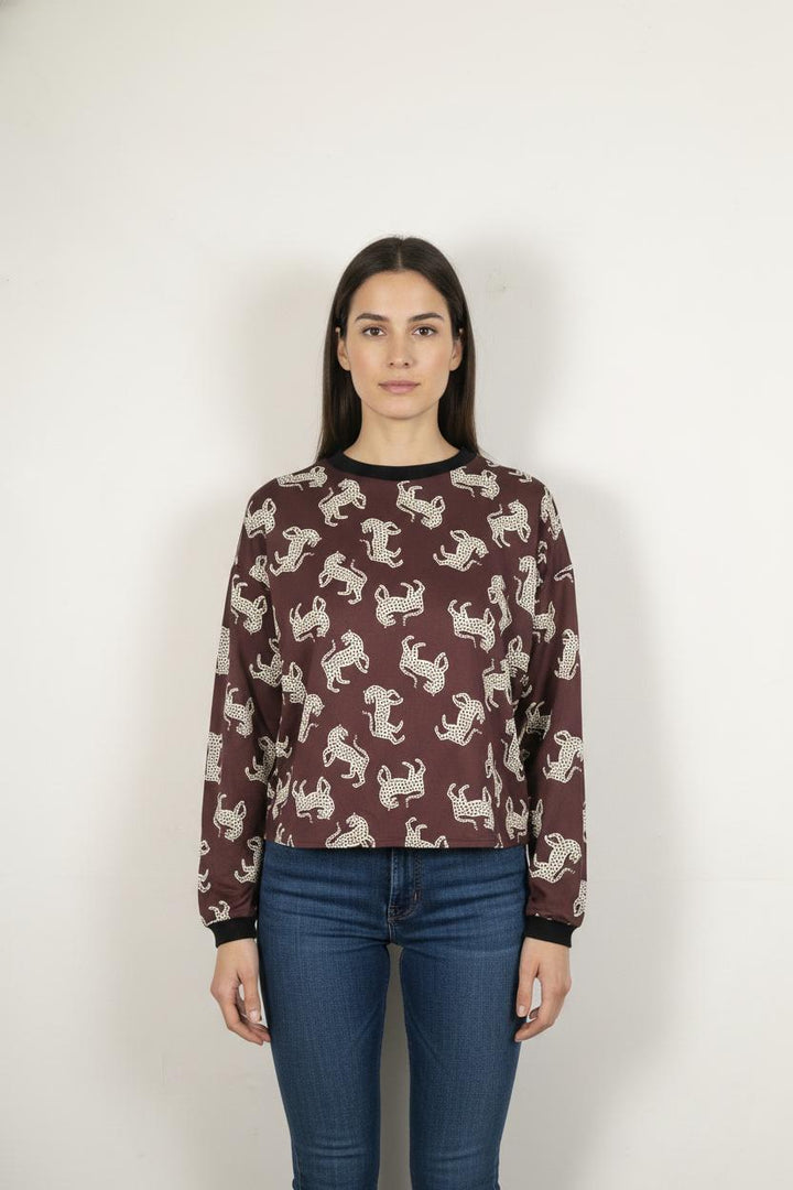 Sweat-shirt Marron et Blanc - Taille XS/34