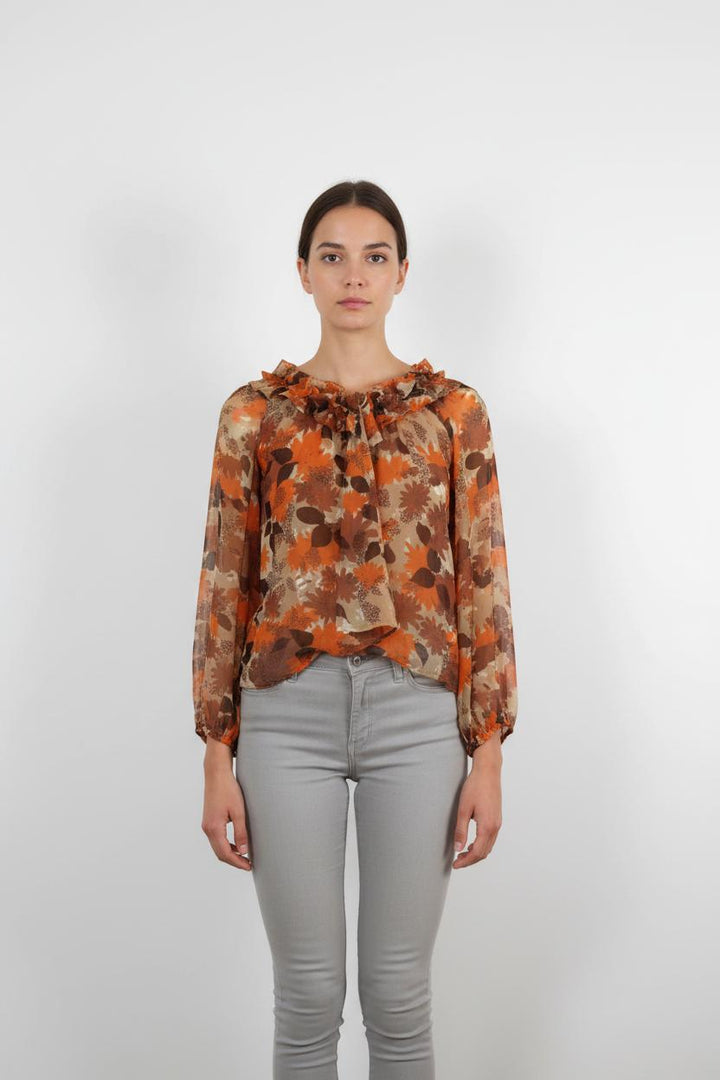 Blouse Orange et Marron - Taille M/38