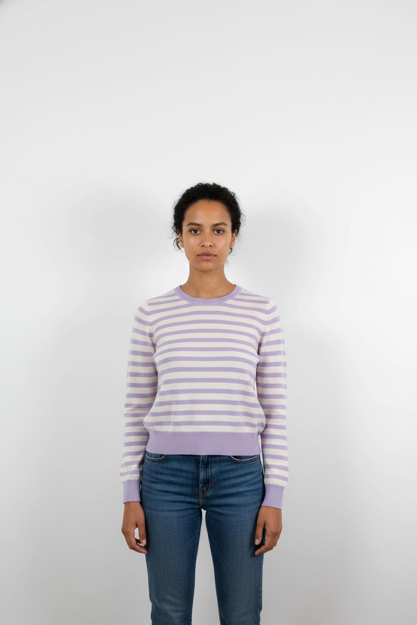Pull Rayé Violet et Blanc - Taille S/36