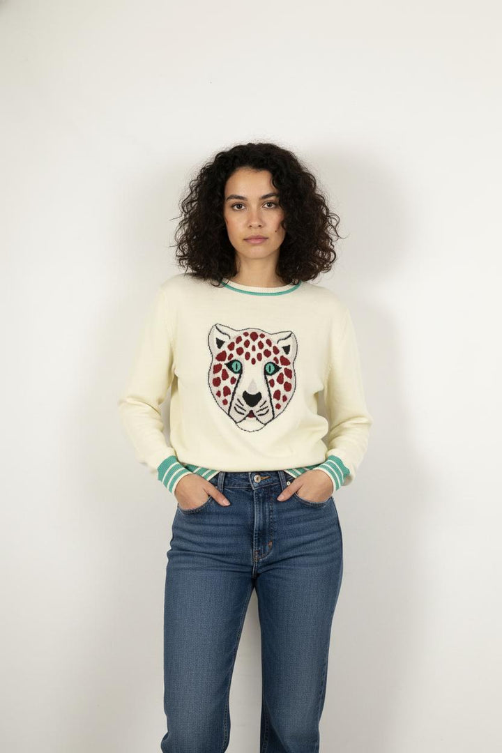 Pull Beige et Vert - Taille S/36