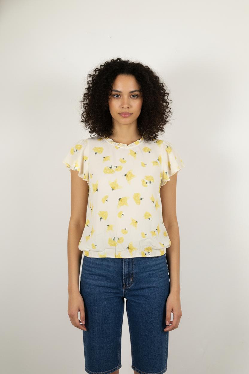 Blouse Blanche et Jaune - Taille XS/34