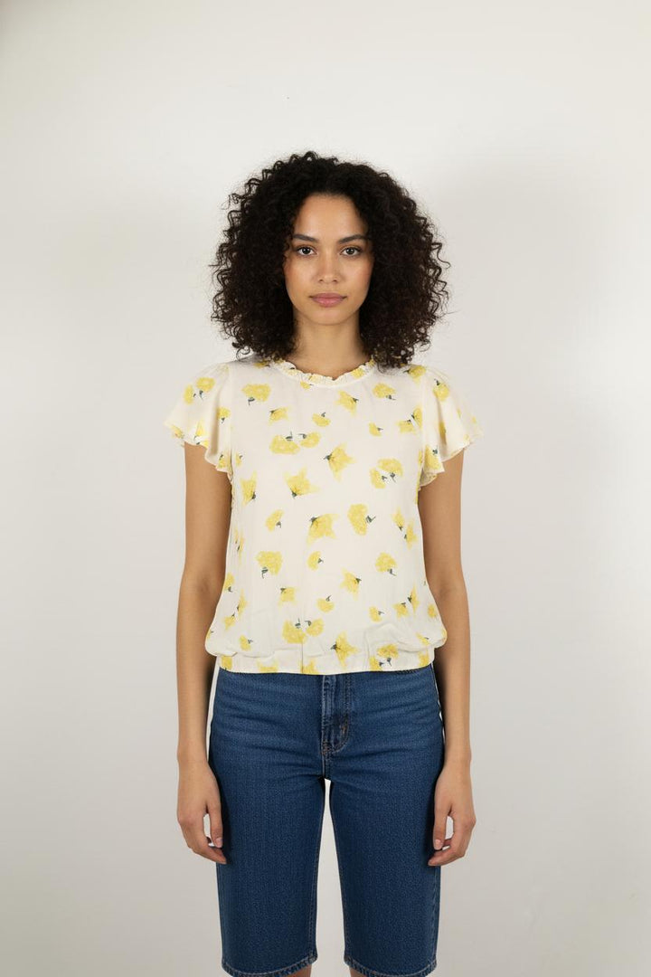 Blouse Blanche et Jaune - Taille XS/34