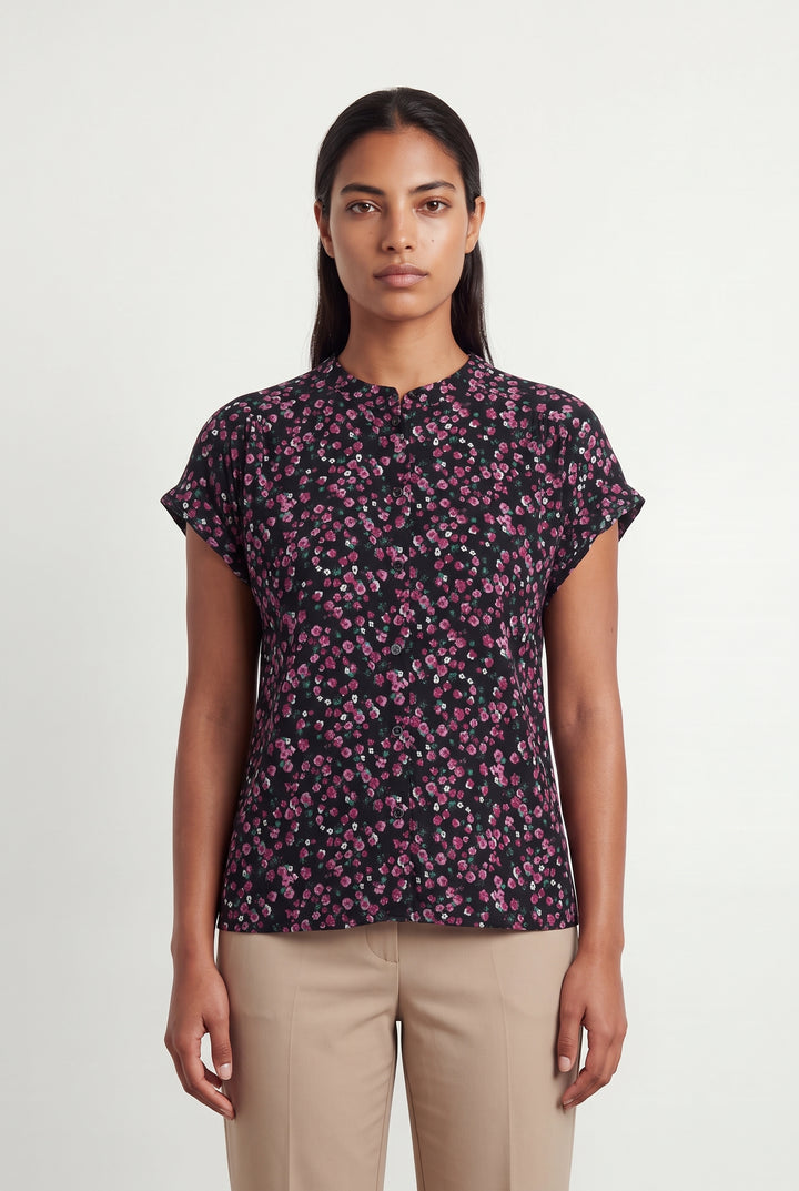 Blouse Noire et Rose - Taille L/40 de la marque La Fée Maraboutée | PARAD67698 - Vendu par Paradigme - Image 1