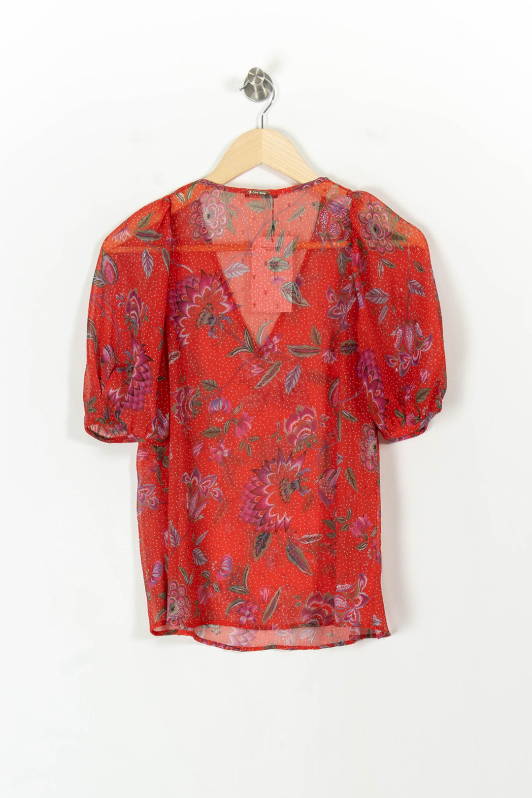Blouse Fleurie Rouge et Violet - Taille XS/34 de la marque One Step | PARAD67795 - Vendu par Paradigme - Image 4